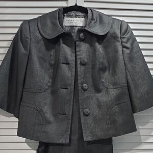 Trina Turk Gray Cropped 3/4 Sleeve Suit, Blazer And Pants, Size 2